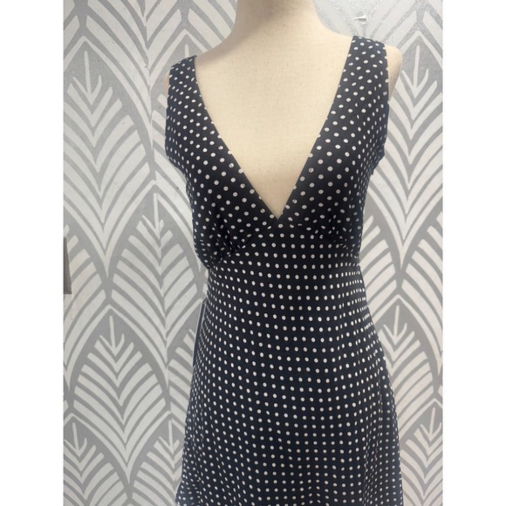 Princess Polly Black Nellie White Polka Dot V Neck Sleeveless Mini Dress Size 6 - Picture 6 of 8